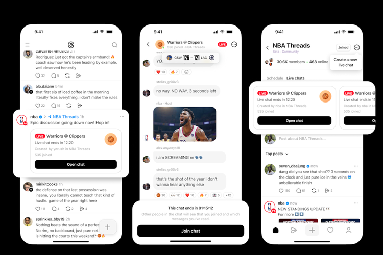 Threads Hadirkan Live Chats, Fitur Diskusi Real-Time Saat Event Besar